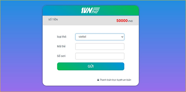 Chọn loại thẻ bạn có, điền số tiền muốn nạp